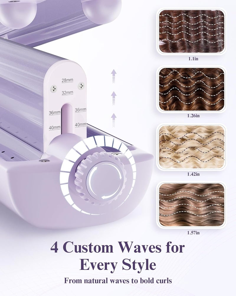 KAUGIC Hair Waver Curling Iron with Optimized Airflow for Less Odor, 4-in-1 Adjustable Crimper for Versatile Styling, Cool Air Shot for Long-Lasting Curls, Ionic Care for Smooth, Frizz-Free Waves- Purple - Image 2